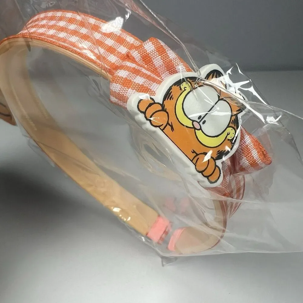 New GARFIELD Vintage Orange Gingham Headband JIM DAVIS Cat